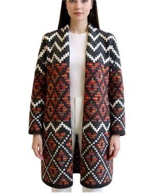 Debut Open Front Cardigan Southwestern-inspired Geometric Print M